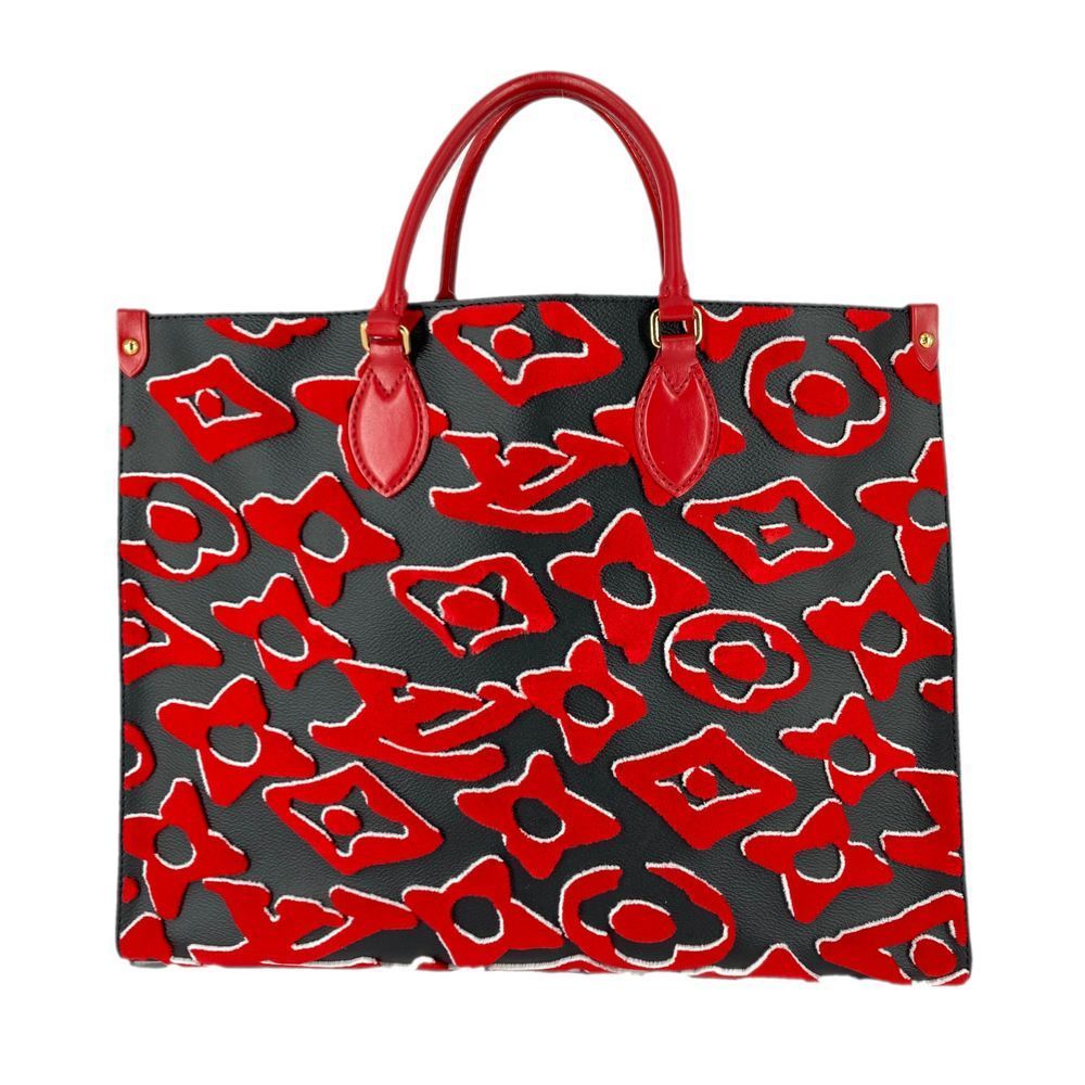 On The Go Monogram Pvc Coated Canvas Taffeta Red Black GM LV 2way